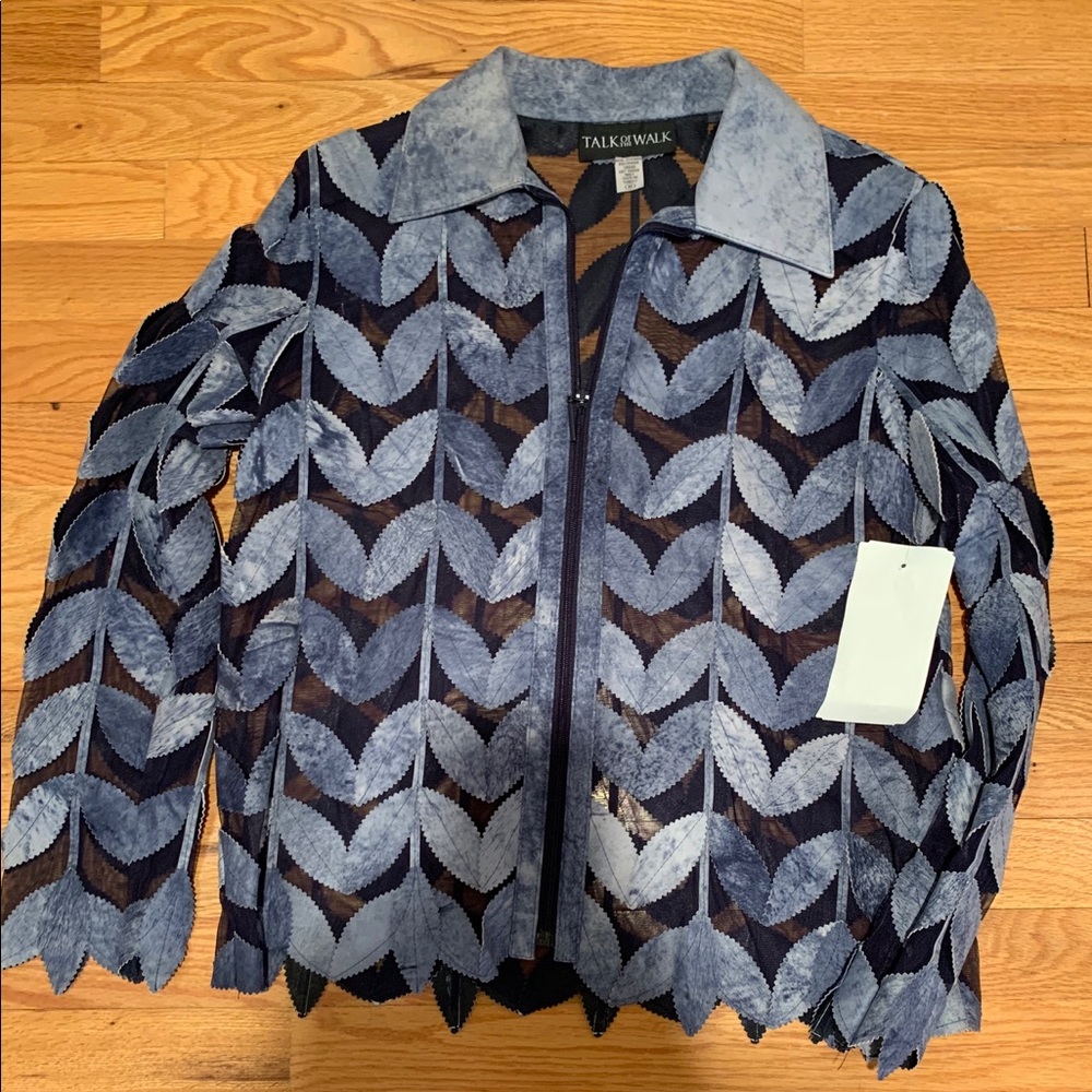 Blue mesh suede leather jacket size Medium